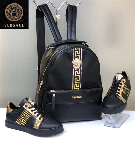 versace jeans leather backpack|Versace gift set with backpack.